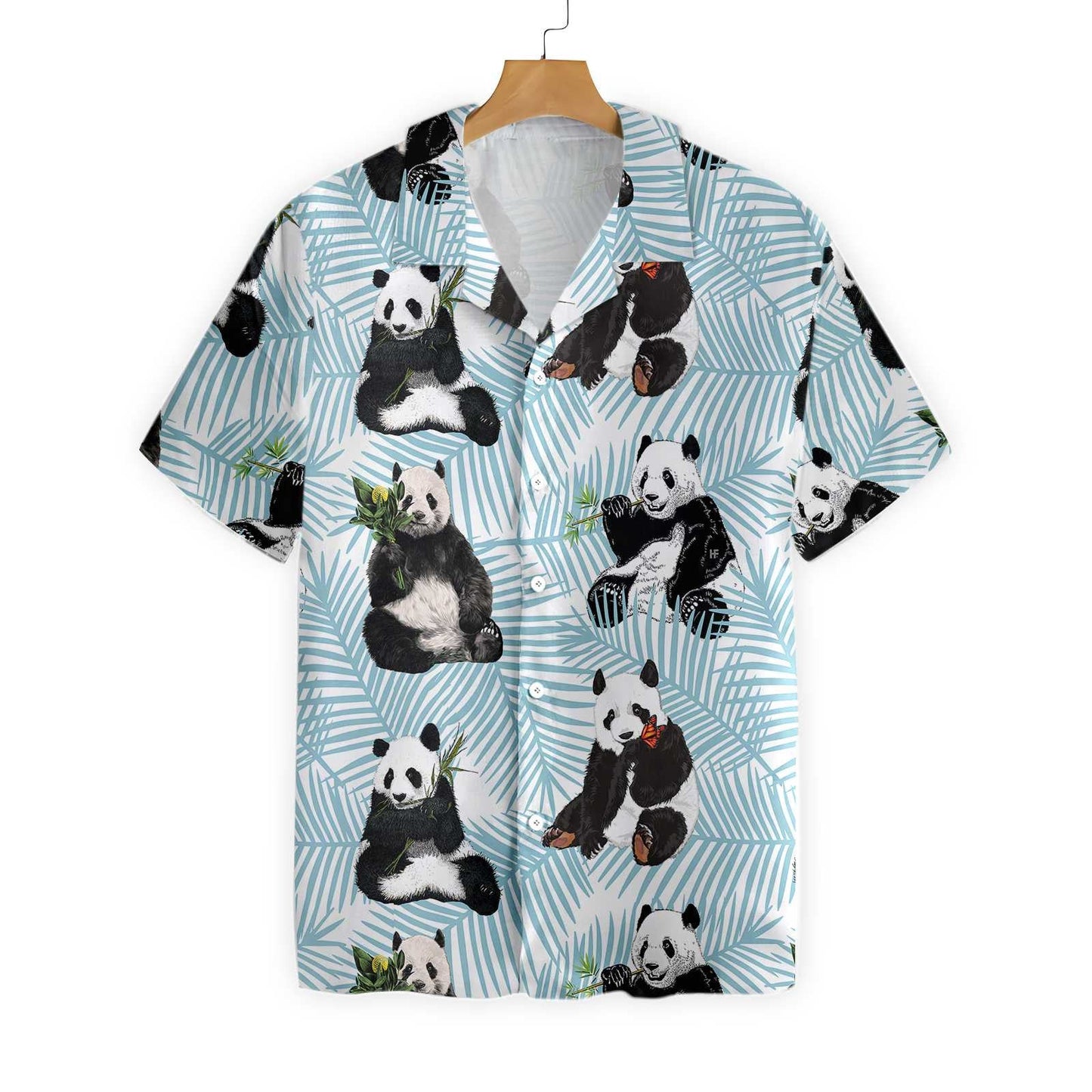 Light Sky Blue Design Hawaiian Shirt Panda On Palm Leaves, Hawaiian Shirt Gift, Christmas Gift