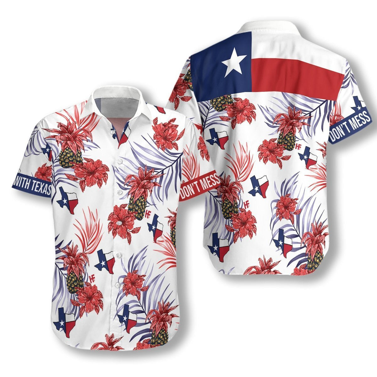Pineapple Texas Seamless Background Design Hawaiian Shirt,Hawaiian Shirt Gift, Christmas Gift