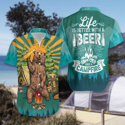 Brown Bear Life Is Better With Beer Design Hawaiian Shirt, Hawaiian Shirt Gift, Christmas Gift