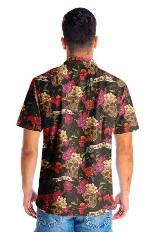 Vibrant Skull And Flowers Day Of Dead Design Hawaiian Shirt, Hawaiian Shirt Gift, Christmas Gift