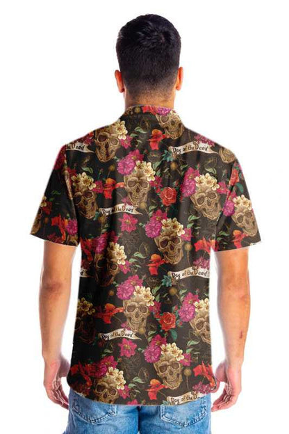 Vibrant Skull And Flowers Day Of Dead Design Hawaiian Shirt, Hawaiian Shirt Gift, Christmas Gift