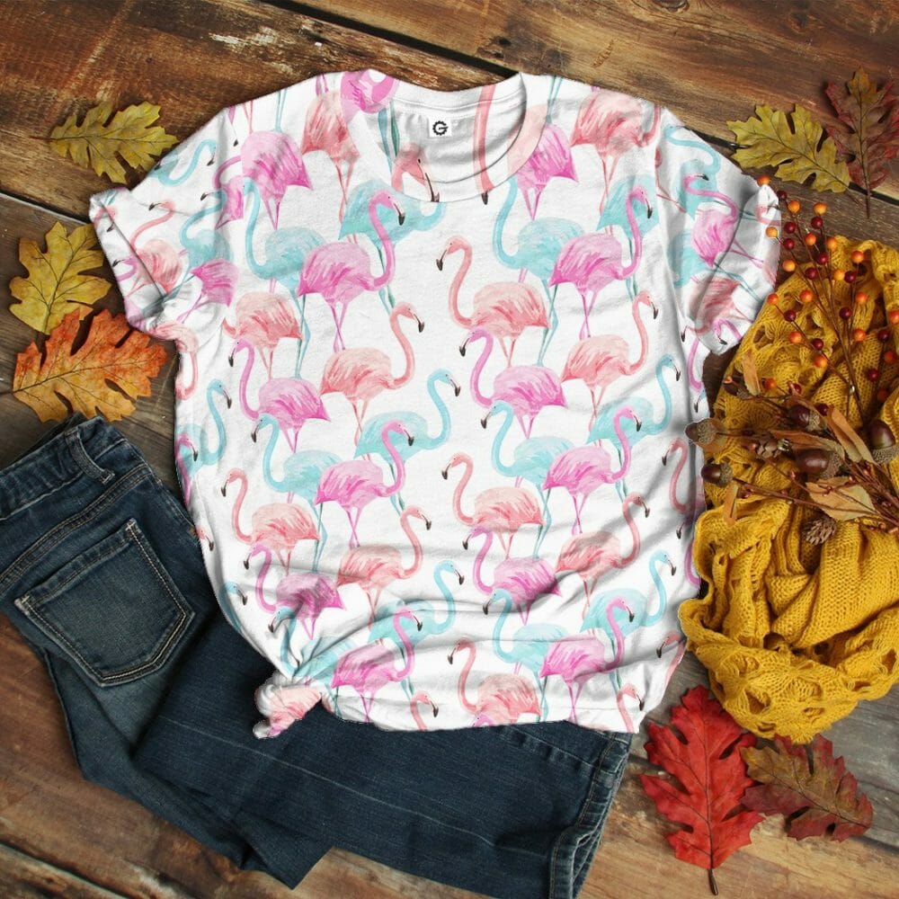 3D Flamingo Pink Blue Water Hoodie Custom Hoodies