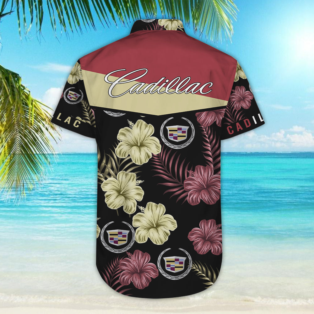 Cadillac Tropical Flower Hawaiian Shirt_ Hawaiian Shirts -Hawaiian Shirt Gift, Christmas Gift
