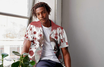 Scary Halloween Clown Faces With Blood Pattern Design Hawaiian Shirt, Hawaiian Shirt Gift, Christmas Gift