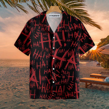 Maroon Text Scary Laugh For Halloween Design Hawaiian Shirt, Hawaiian Shirt Gift, Christmas Gift
