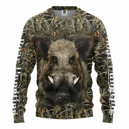 3D Wildschwein Jagd Custom T-Shirt Hoodie Bekleidung