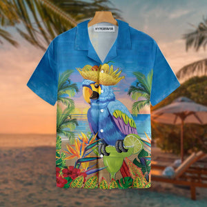 Wonderful Time Of Summer Beach Parrot Hawaiian Shirt, Hwaiian For Gift