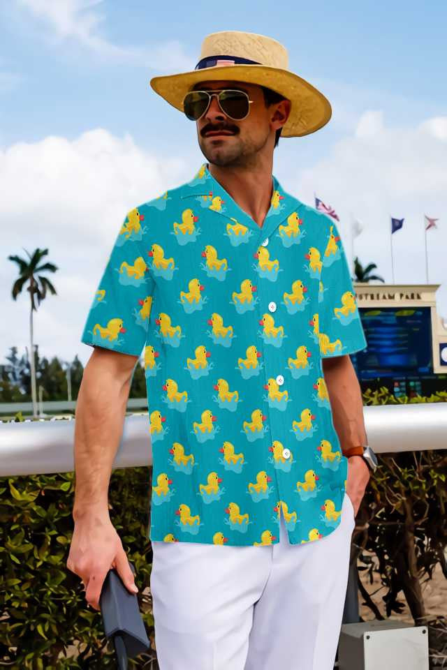 Sweet Little Duck Playing With Water Hawaiian Shirt,Hawaiian Shirt Gift, Christmas Gift