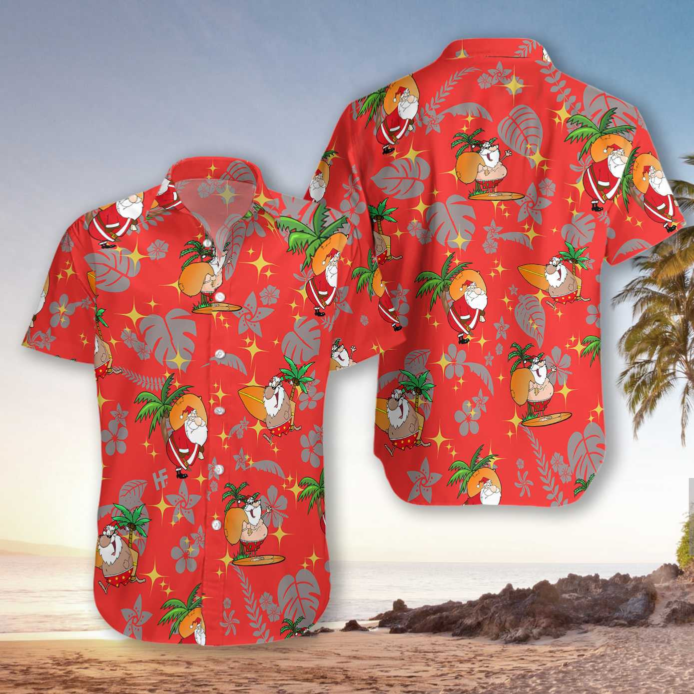 Merry Christmas Santa Claus Red Pattern Design Hawaiian Shirt, Hawaiian Shirt Gift, Christmas Gift