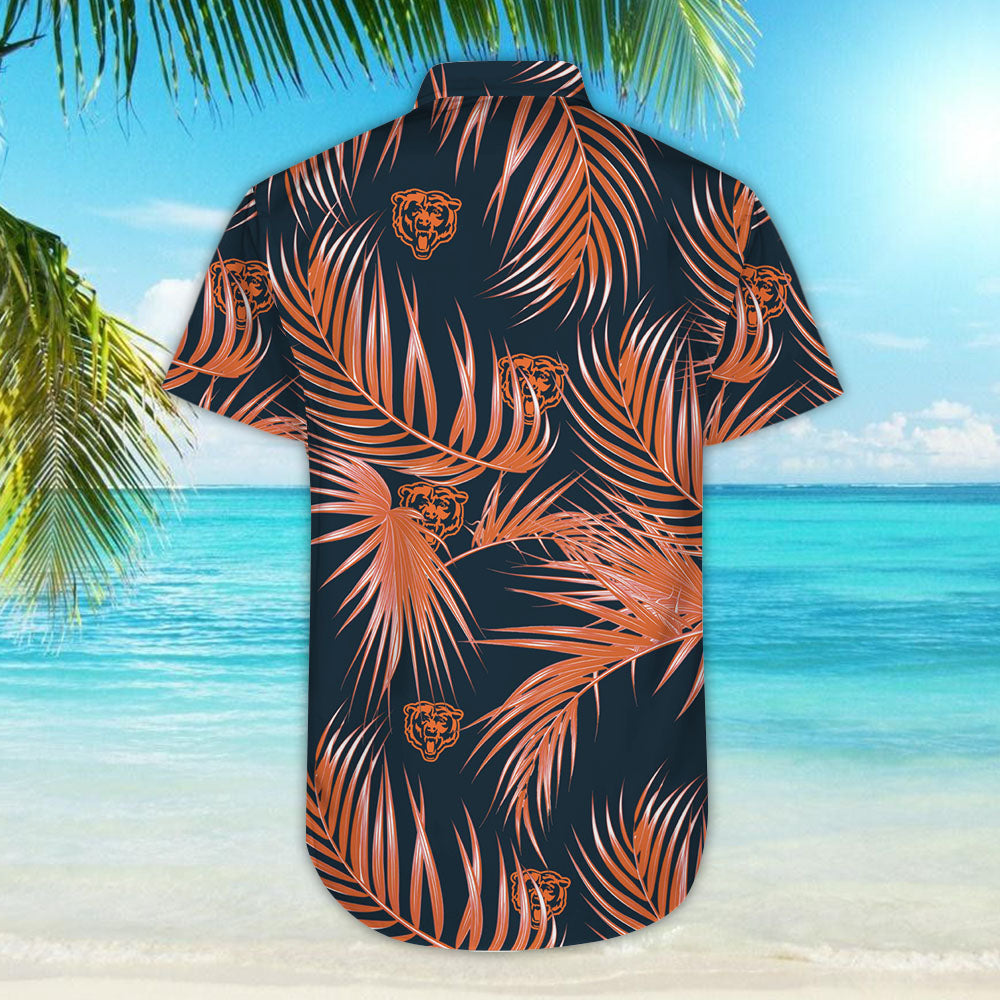 Chicago Bears Nfl Mens Hawaiian Aloha Button Up Shirt Hawaiian Shorts Beach Short Sleeve_Hawaiian Shirt Gift, Christmas Gift