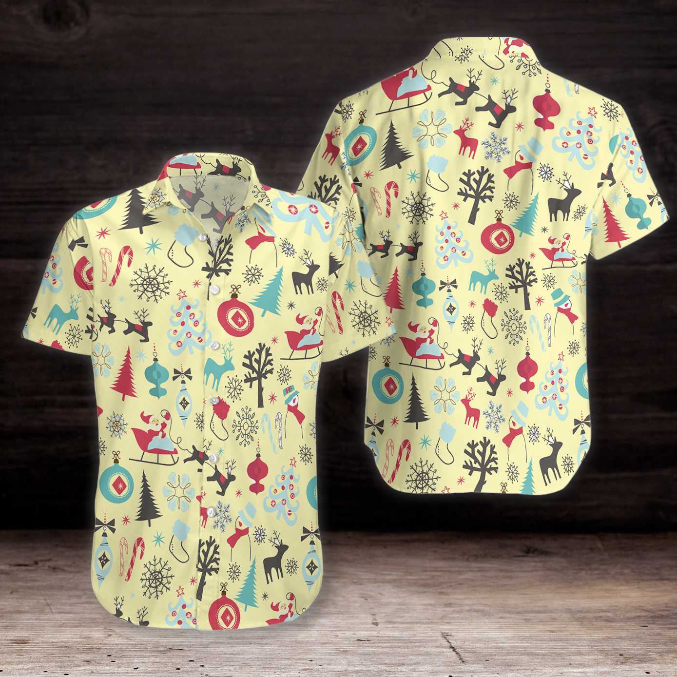 Merry Christmas Pattern On Cream Background Design Hawaiian Shirt, Hawaiian Shirt Gift, Christmas Gift