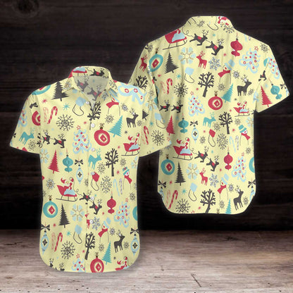 Merry Christmas Pattern On Cream Background Design Hawaiian Shirt, Hawaiian Shirt Gift, Christmas Gift