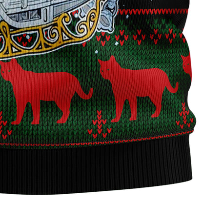 Black Cat Sleigh To Death Star Ugly Christmas Sweater , Christmas Ugly Sweater,Christmas Gift,Gift Christmas 2024