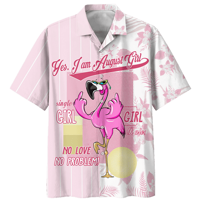Flamingo August Girl Pattern Design Hawaiian Shirt,Hawaiian Shirt Gift, Christmas Gift