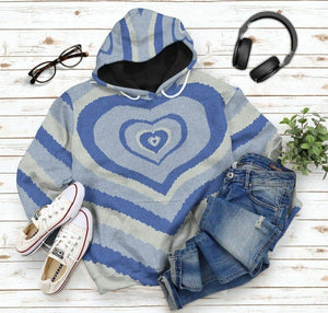 3D Blue Heart Wave Custom Sweater