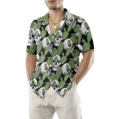 Cactus Skull On Black Design Hawaiian Shirt, Hawaiian Shirt Gift, Christmas Gift