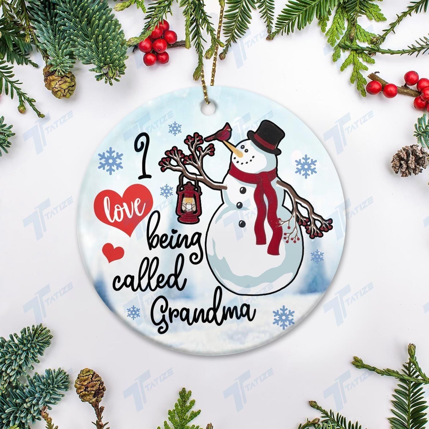 Christmas I Love Being Called Grandma Circle Ornament, Christmas Gift, Christmas Decoration