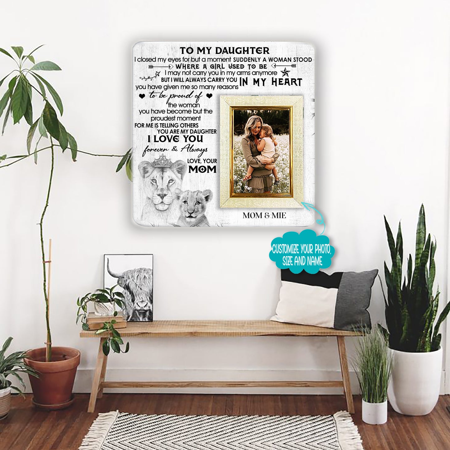 To My Daughter I closed my eyes for just a moment Mother & Daughter Engraved Wood Picture Frame Gift For Mother's Day