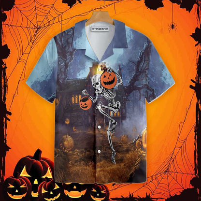 Skeleton Knows How To Dance Halloween Dramatic Hawaiian Shirt, Hawaiian Shirt Gift, Christmas Gift