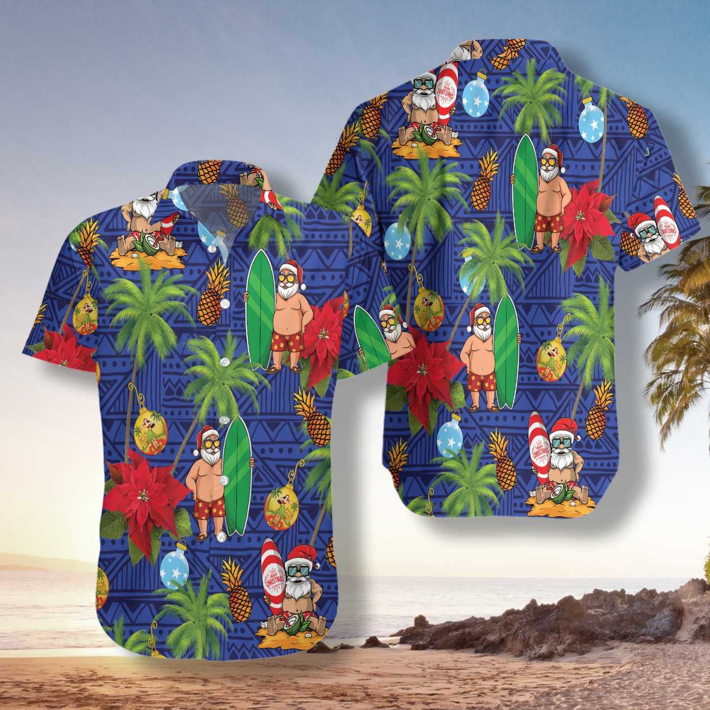 Santa Claus With Pineapple Design Hawaiian Shirt, Hawaiian Shirt Gift, Christmas Gift