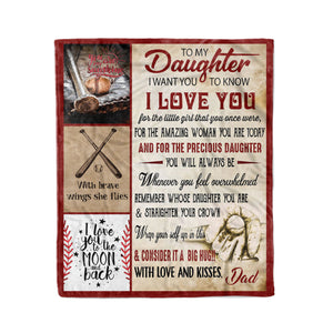 To my daughter I want you to know I love you baseball Christmas fleece blanket unique family gift idea