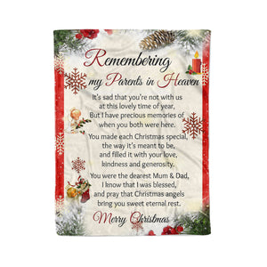 Remembering my parents in heaven memorial fleece blanket gifts christmas blanket