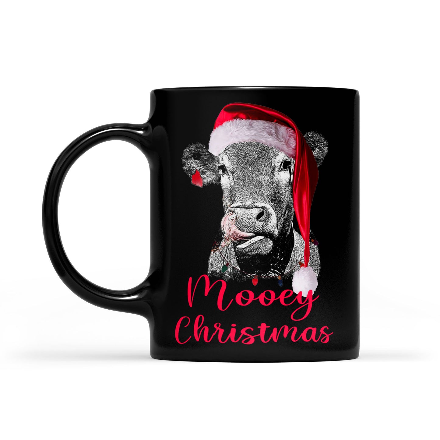 Mooey Christmas Cow Gift Heifer Farmer Xmas  Black Mug Gift For Christmas