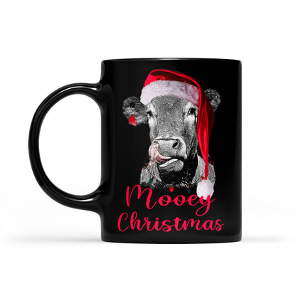 Mooey Christmas Cow Gift Heifer Farmer Xmas  Black Mug Gift For Christmas