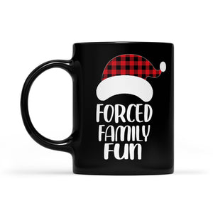 Forced Family Fun Christmas Buffalo Plaid Hat Shirt  Black Mug Gift For Christmas