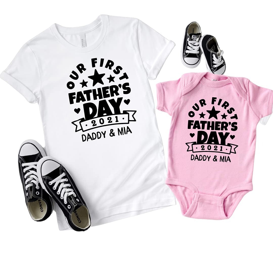Personalised Our First Father's Day 2021 Shirt Gifts To Daddy, Custom Gifts For Father