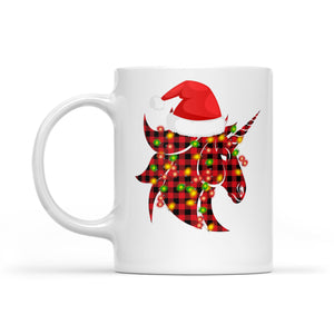 Christmas Unicorn Red Buffalo Plaid Family  White Mug Gift For Christmas