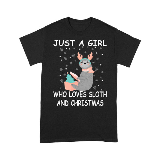 Nur ein Mädchen, das Faultier und Weihnachten liebt T-Shirt Geschenk für Weihnachten
