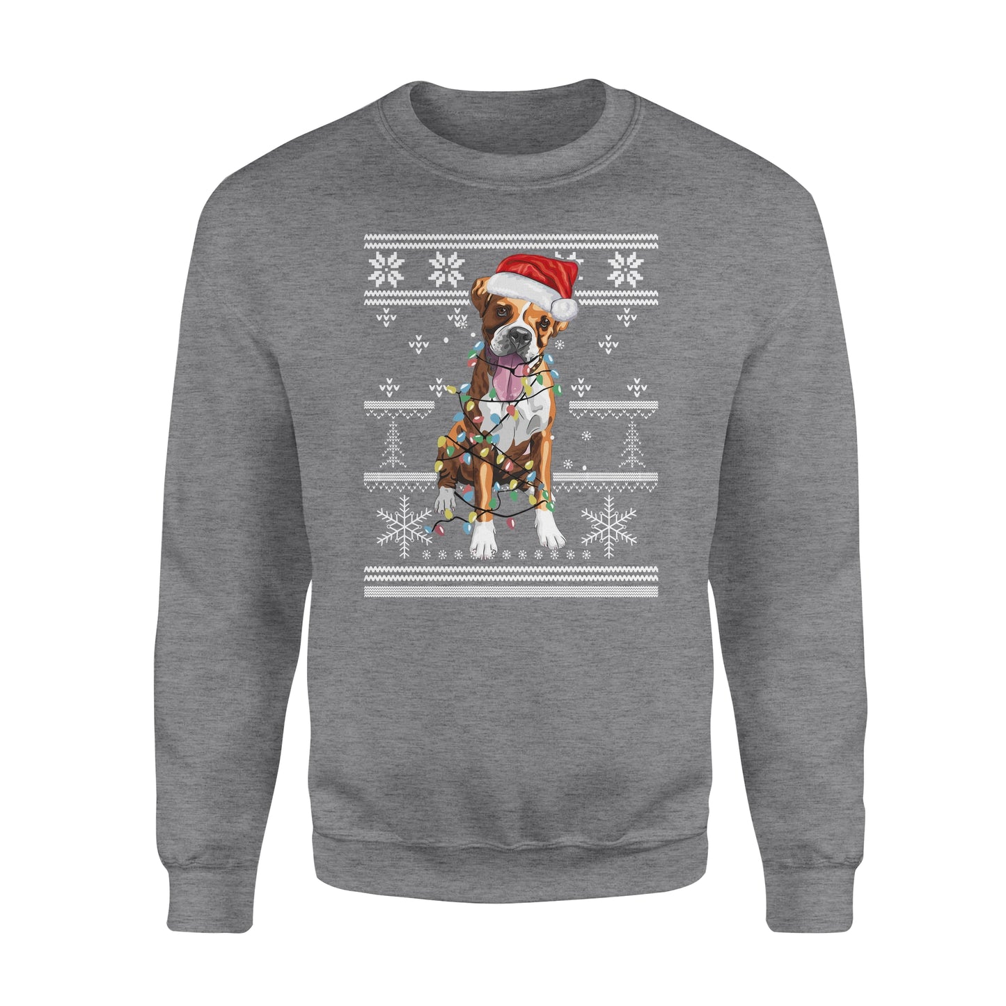 Boxer with christmas light sweater for dog lovers funny sweatshirt gifts christmas ugly sweater for men and women