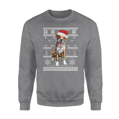 Boxer with christmas light sweater for dog lovers funny sweatshirt gifts christmas ugly sweater for men and women