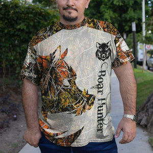 3D Boar Hunter Orange Custom Tshirt Hoodie Apparel