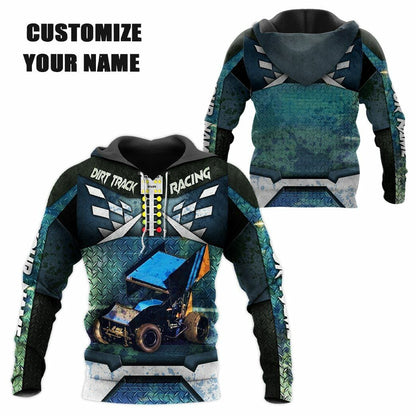 3D Dirt Track Racing Custom Name Tshirt Hoodie Apparel
