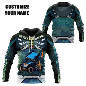 3D Dirt Track Racing Custom Name Tshirt Hoodie Apparel