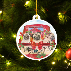 Merry Pugmas Black Pug Ornament Set, Merry Woofmas Ornament Set, Funny Xmas Ornament Family Gift Idea