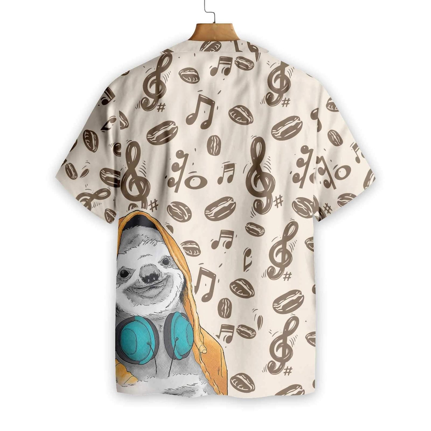 Music Note And Sloth Design Hawaiian Shirt, Hawaiian Shirt Gift, Christmas Gift