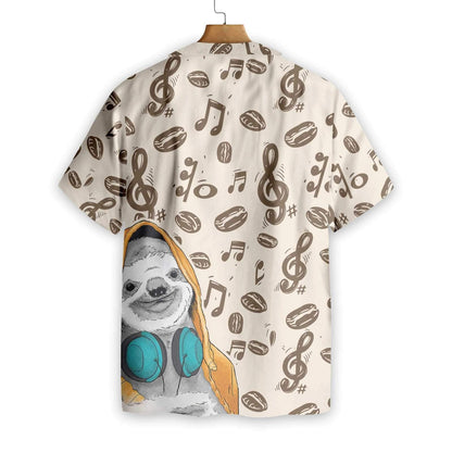 Music Note And Sloth Design Hawaiian Shirt, Hawaiian Shirt Gift, Christmas Gift