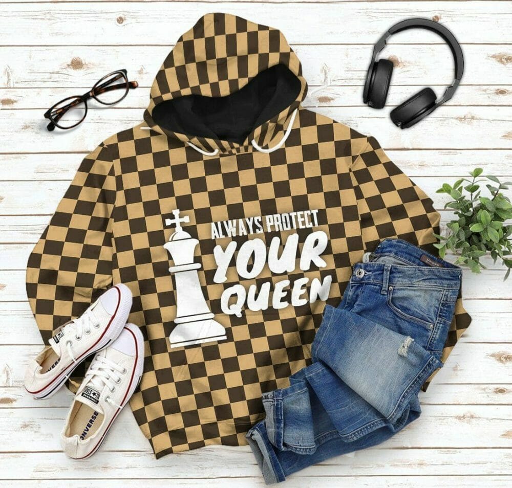 3D King Chessboard Couple Tshirt Hoodie Apparel