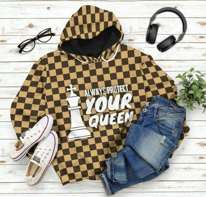 3D King Chessboard Couple Tshirt Hoodie Apparel