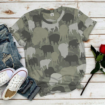 3D Bison Camo Custom Tshirt Hoodie Apparel