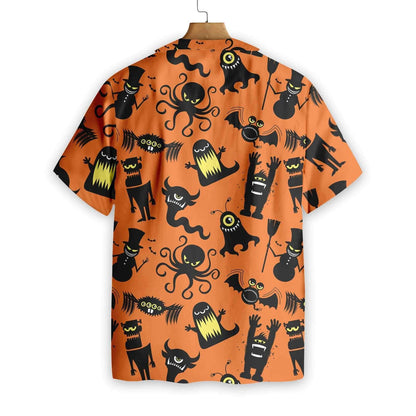Cute Monster Silhouette Halloween Bigfoot Dramatic Hawaiian Shirt,Hawaiian Shirt Gift, Christmas Gift