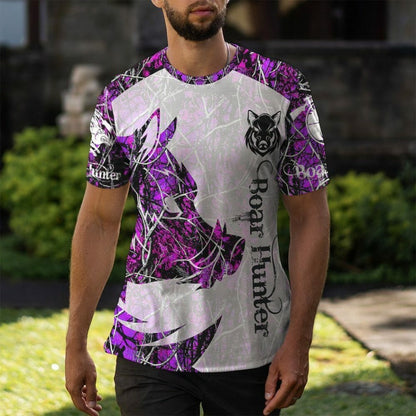 3D Wildschwein Jäger Lila Benutzerdefinierte T-shirt Hoodie Bekleidung
