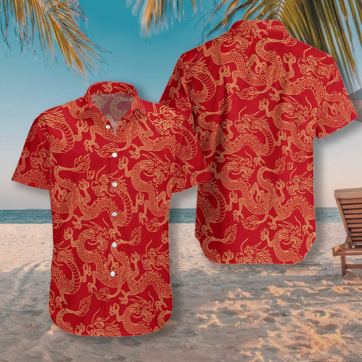 Oriental Dragon Red Theme Nice Design Hawaiian Shirt,Hawaiian Shirt Gift, Christmas Gift