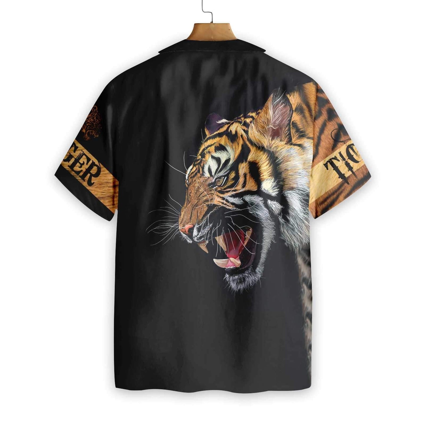 Angry Tiger Skin On Black Background Design Hawaiian Shirt, Hawaiian Shirt Gift, Christmas Gift