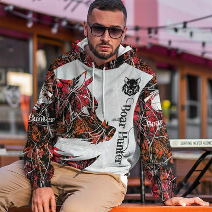 3D Wildschwein Jäger Rot Benutzerdefinierte T-shirt Hoodie Bekleidung
