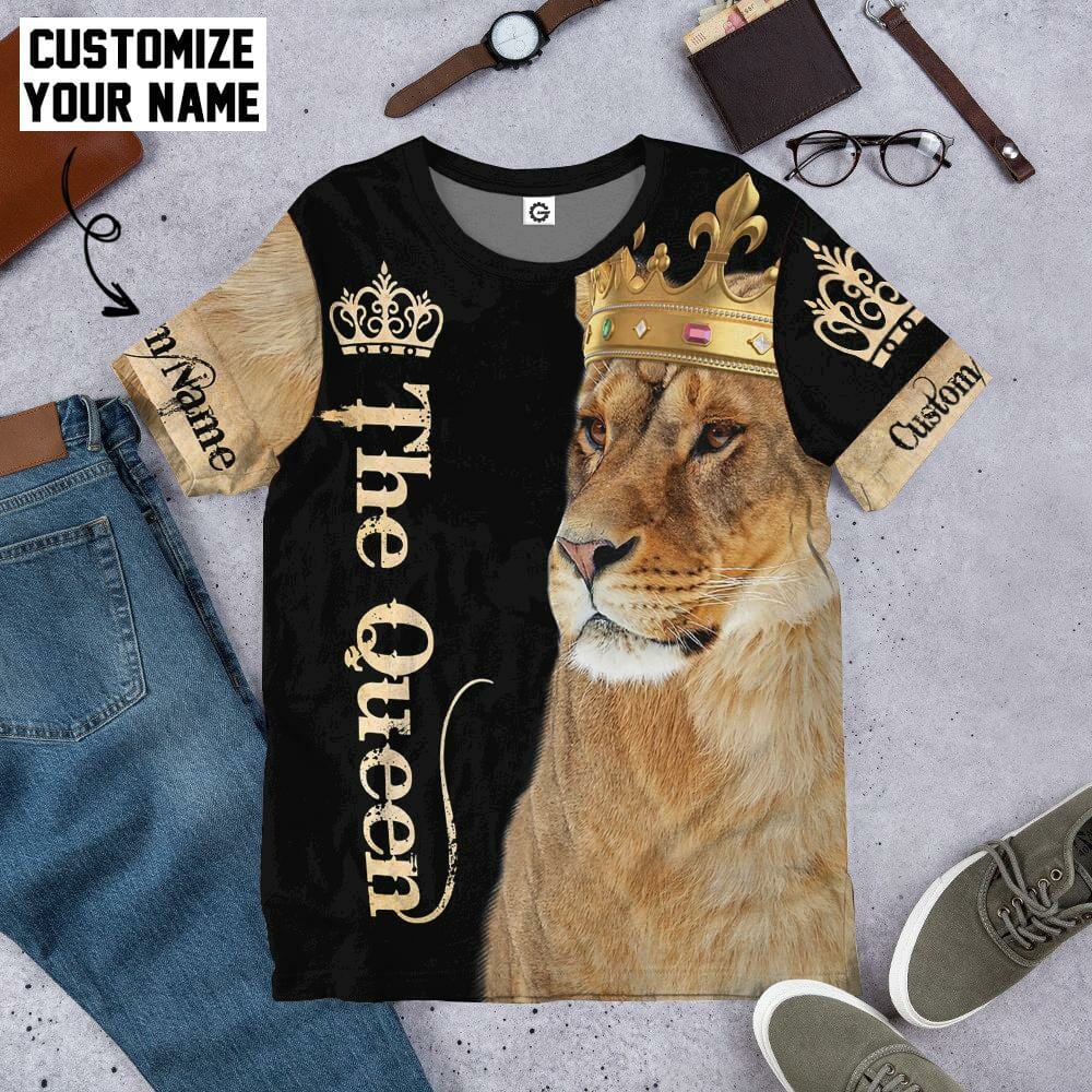 3D Lion Queen Custom Name Tshirt Hoodie Apparel