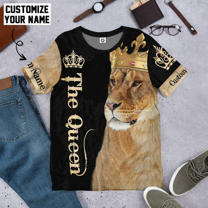 3D Lion Queen Custom Name Tshirt Hoodie Apparel